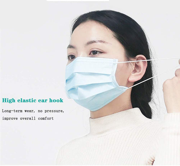 Disposable 3-Ply Face Mask With Ear Loop - Blue (50 Masks Per Box)