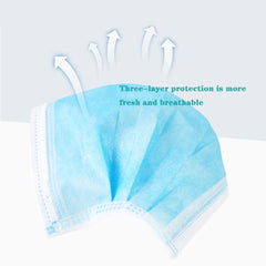 Disposable 3-Ply Face Mask With Ear Loop - Blue (50 Masks Per Box)